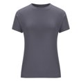 thumbnail image 4 of Yuyuzo Hauts de Sortie pour Femmes T-Shirts à Manches Courtes Col Rond Extensibles Ajustés Basiques, 4 of 7