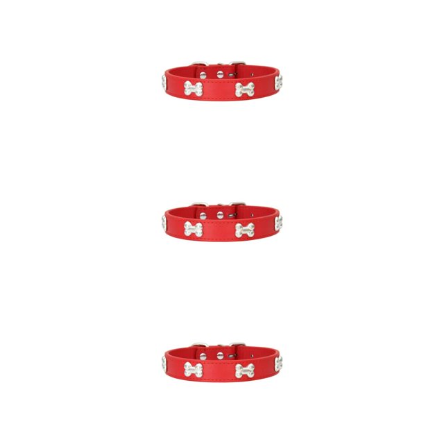 Maytalsory Confortable Porter Collier de Chat en Plusieurs Tailles avec Élégant PU PU Collier de Chat Colliers de Chiens Rouges 1.5 * 37cm 3Set