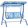 thumbnail image 1 of Outsunny 2-Seat Kids Swing Chair Outdoor with Adjustable Canopy, Blue, 1 of 10