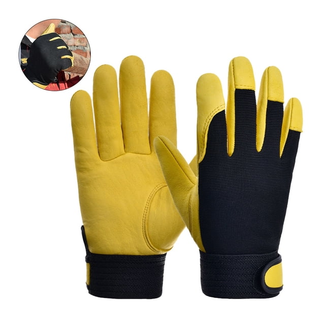Gants de Travail en Cuir Sécurité Protection du Travail Jardiniers Soudage Résistants à l'Usure