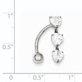 thumbnail image 2 of 10k 5mm White Gold Heart Belly Button Rings Screw Navel Bars Body Piercing Naval, 2 of 6