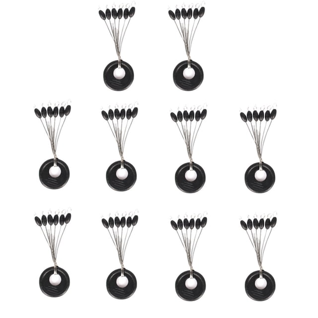 Graflsoa 10-Pack Bulk Fishing Rubber Stoppers, 6-Piece Sets, Large Black Round Head, Lightweight & Durable for All Water Types