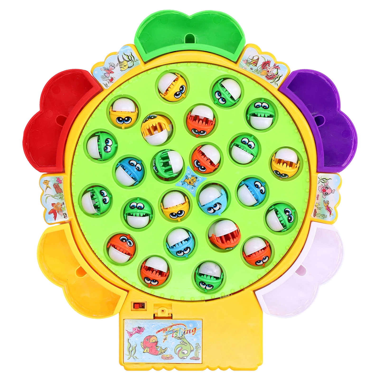 Rotating Fishing Game Board, Hand Eye Coordination 24 Fish Fishing Game Play Set ABS With Music For Daily Playing For Toddlers
