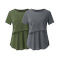 thumbnail image 1 of DPTALR Blouse d'Allaitement à Manches Courtes pour Grossesse et Grossesse, Couleur Unie, Col Rond, 1 of 8