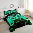thumbnail image 3 of Green Gaming Kids Queen Comforter Set - Gamer Comforter Boys Queen Size Bedding Set, Neon Lights Abstract Geometry Design Gamer Room Decor, 3 of 5