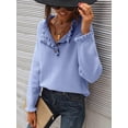 thumbnail image 4 of Women Sweaters Fall Winter Clothes Long Sleeve Button Up Ruffle Crew Neck Casual Knitted Pullover Tops XL, 4 of 8