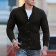 thumbnail image 2 of Mens Cable Knit Cardigan Sweater Shawl Collar Loose Fit Long Sleeve Casual Cardigans, 2 of 5