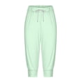 thumbnail image 4 of Women's Casual Pants Solid Elasticized High Waist Joggers with Drawstring Light Green XL, 4 of 6