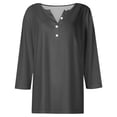 thumbnail image 4 of Timegard Tops for Women Long Sleeve Notched V-Neck Button Shirts Solid Color Fall Casual Loose Comfy Tops, 4 of 5
