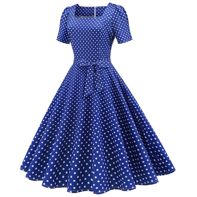 Pompotops Robe de Soirée Bal pour Femme à Manches Courtes Style Années 1950 Ménagère