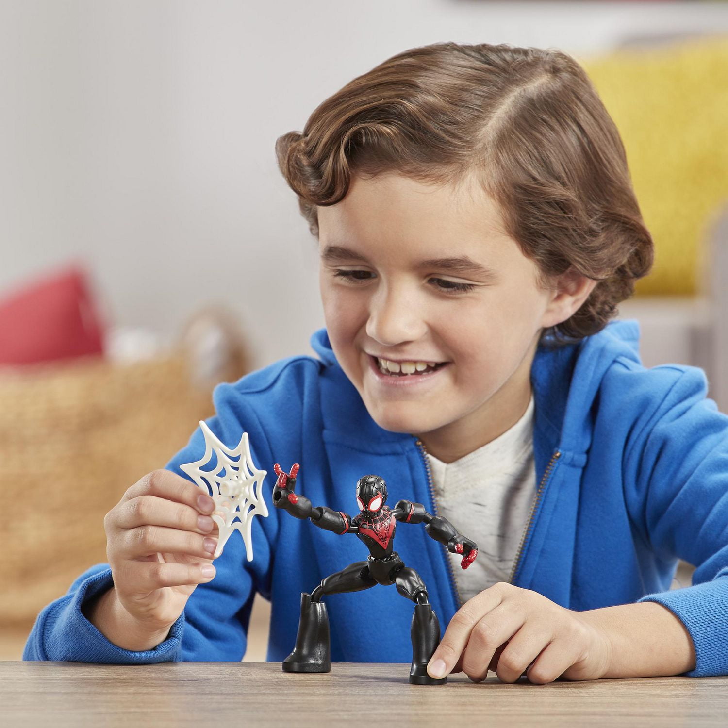 Marvel Spider-Man Bend and Flex - Figurine flexible Miles Morales de 15 cm, incluant accessoire