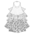 thumbnail image 2 of TiaoBug Girls Sleeveless Shiny Sequins Halter Tassel Mini Dress Latin Jazz Salsa Samba Rumba Unitard Dress Silver 12, 2 of 6