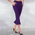thumbnail image 2 of Penkiiy Women's High Waist Flared Pants, Tummy Control, Purple, L, 2 of 7