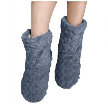Dakaela Women's Men's Fuzzy Bootie Slippers Soft Cozy Plush Floor Socks Booties Fleece Lined Warm Winter House Shoes Grey Size 9.5