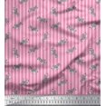 thumbnail image 1 of Soimoi Pink Modal Satin Fabric Stripe & Wild Animal Decor Fabric Printed BTY 42 Inch Wide, 1 of 3