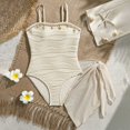 thumbnail image 4 of Girl's 3 Piece Swimsuits with Cover Up Beach Seashell Spaghetti Strap Textured Bathing Suit Summer Vacation Pool Outfit, 4 of 6