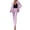 Pink, variant on Women's 2 Piece Elegant Suits Business Casual Outfits Long Sleeve Blazer with Pants Dressy Pantsuits Office Work Sets Red S