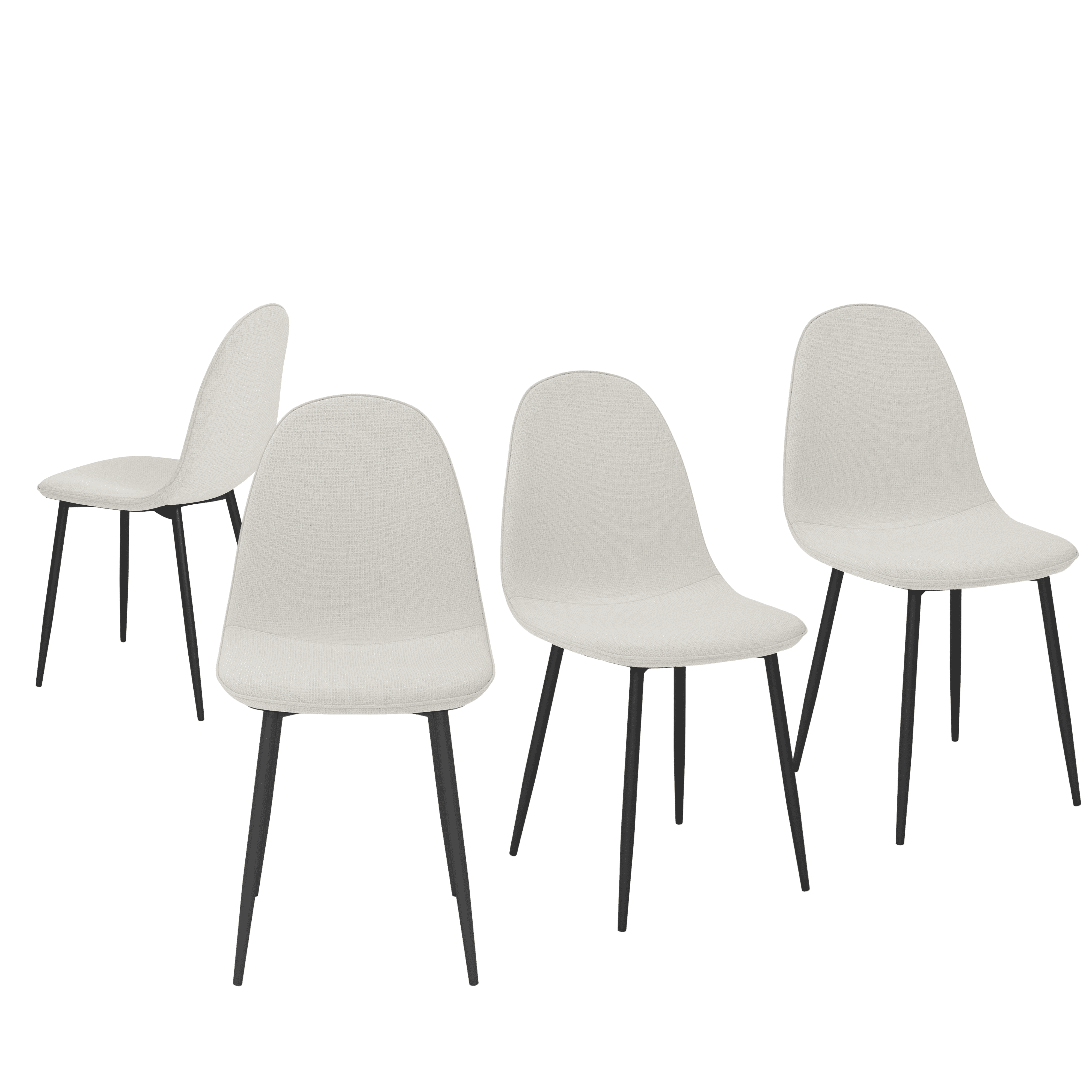 Homy Casa Lot de 4 Chaises de Salle à Manger, Chaises d'Appoint Modernes en Tissu Tweed Beige avec Pieds en Métal Robustes