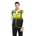 thumbnail image 1 of TOPTIE 5 Pockets High Visibility Safety Vest with Reflective Strips, Working Uniform Vest-Neon Lime Black-XL, 1 of 7