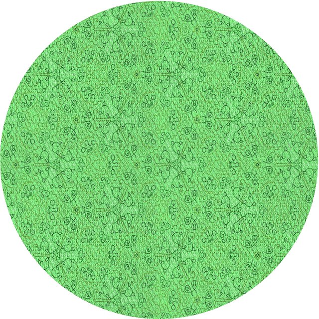 Ahgly Company Machine Washable Indoor Round Transitional Neon Green Area Rugs, 4' Round