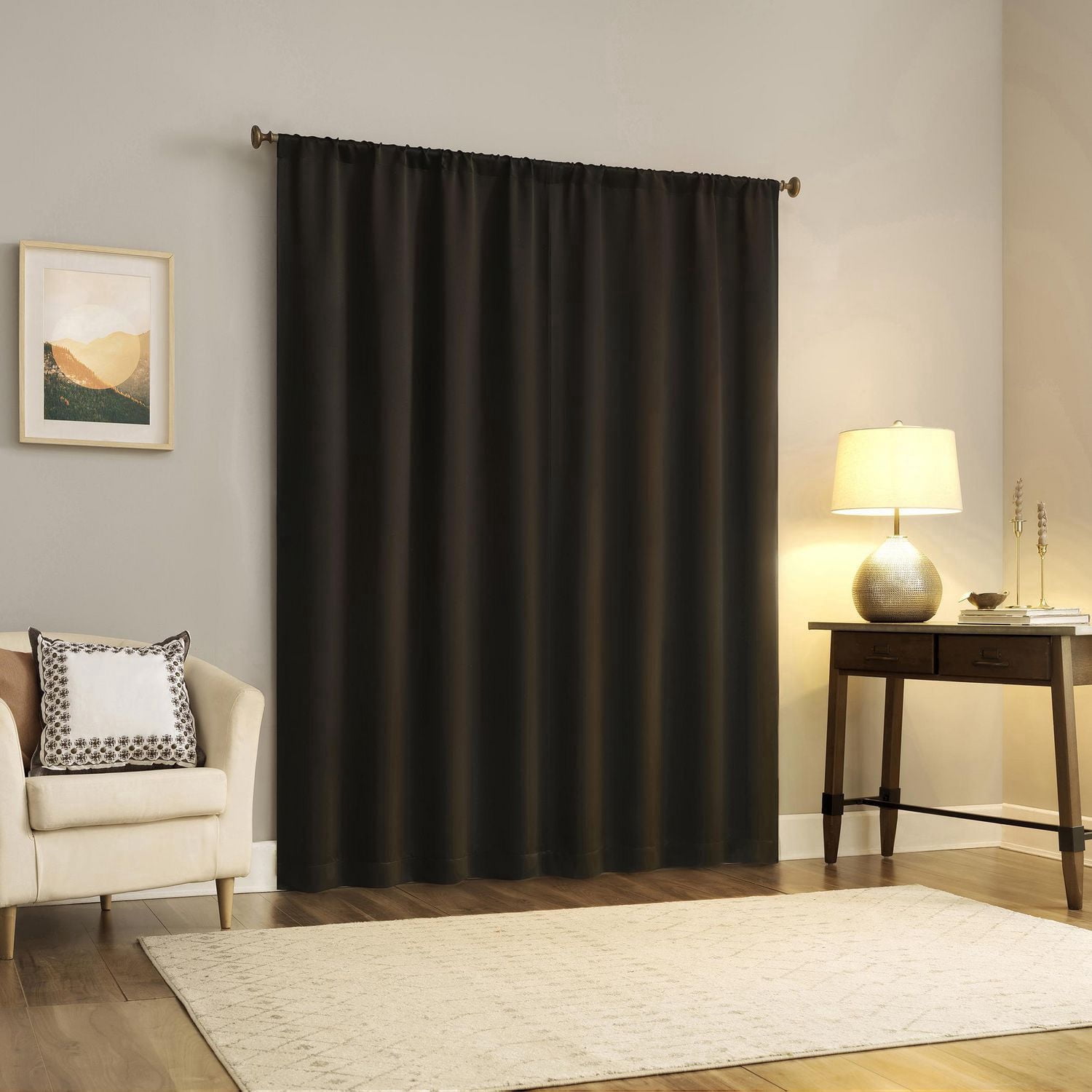 Sun Zero Laredo 2-Pack 100% Blackout Rod Pocket Window Curtains Panel Pair