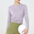 thumbnail image 4 of Hvobtty Longues Chemise à Manches pour Femme à Col Rond, Haut à Col Rond Uni Ample Décontracté de Sport à Manches Longues Roulées, Haut de Sport à Manches Longues, Haut à Manches Longues, Haut/chemise à Col Rond, 4 of 4