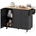 thumbnail image 1 of HOMCOM Kitchen Island w/ Drop Leaf, Rolling Kitchen Cart w/ Storage, Black, 1 of 11