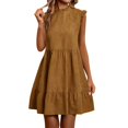 thumbnail image 2 of Ovzne Robes Grande Taille pour Femmes aux Formes Robe Mode Femme Vacances Été Couleur Unie Col Rond Manches Courtes Fête Plage Robe Ample Robe Grande Taille Liquidation, 2 of 6