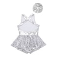 thumbnail image 4 of TSSOE Robe de Danse Moderne Jazz Ballet à Paillettes pour Filles avec Bandeau Costume de Performance Dos Croisé Justaucorps Bandeau Argenté 16, 4 of 7