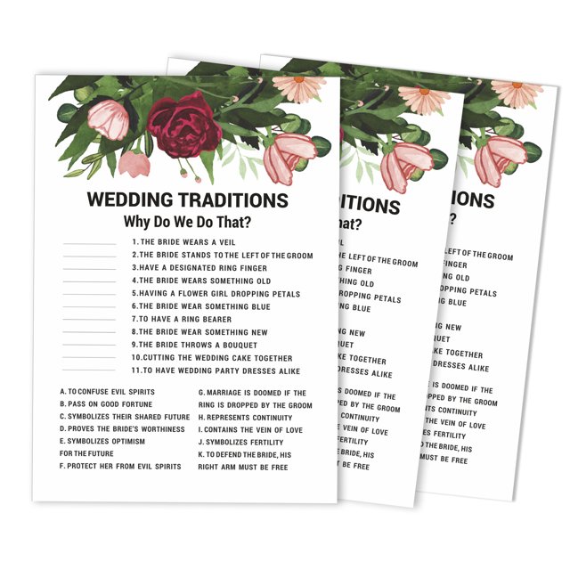 Inkdotpot Bridal Wedding ShowerGameBachelorette Party ActivityGameCards 50-PackFloral GreeneryWhy Do We Do That