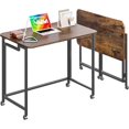 thumbnail image 2 of Mobile Small Rolling Computer Desk  Folding Laptop Cart Table with Wheels  Portable Office Desk for Small Space Couch Bed - Rustic  and, 2 of 6