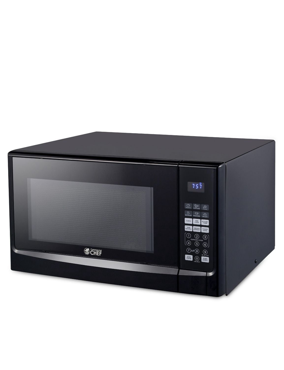 Commercial Chef 1.4 Cubic Foot Microwave with 10 Power Levels, Small Microwave with Push Button, 1100 Watt Microwave with Digital Control Panels