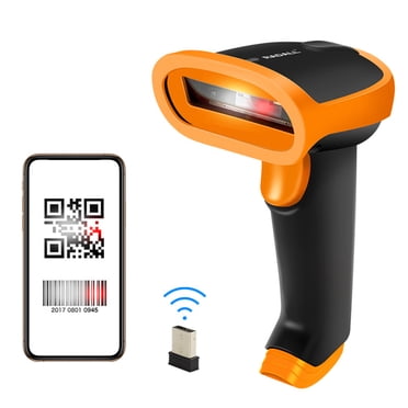 Amdohai Lecteur de Codes-Barres Sans Fil 2,4G 1D 2D Lecteur de Codes-Barres USB Sans Fil Lecteur Portatif à Gâchette Manuelle