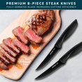 thumbnail image 4 of Home Hero Ultra-Sharp Stainless Steel Kitchen Knife Set - Chef Knife with Knife Sharpener - Steak Knives - Couteau Cuisine (8 pcs Steak Knife - Black), 4 of 7