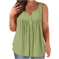 thumbnail image 2 of Dealovy Plus Size Tank Tops for Women Casual Sleeveless Scoop Neck Buttons Ruched Solid Color Loose Flowy Tees, 2 of 5
