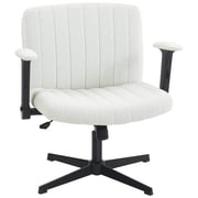 HOMCOM Criss Cross Chair with Arms, Wide Office Chair, No Wheels, Beige