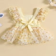 thumbnail image 3 of Barboteuse pour Bébés Filles, Justaucorps à Manches à Volants, Imprimé Floral, Robe en Tulle avec Nœud, Combinaison, 3 of 7