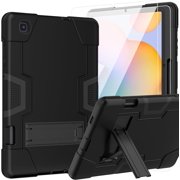 KOMI Case for Galaxy Tab S6 Lite Case 2024/2020/2022,Heavy Duty Rugged Shockproof Case with Screen Protector for Samsung Tab S6 Lite 10.4 Inch Tablet SM-P610 Black/Black/2pcs Sreen Protector