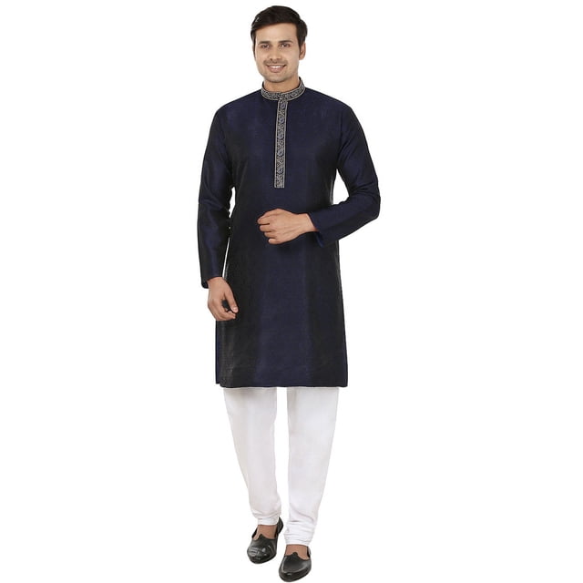 Kurta Pyjama pour Homme Vêtements Inde Mariage Fête (Bleu, TG)