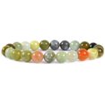 thumbnail image 1 of Bracelet Extensible en Perles Rondes de 8 mm en Pierre Précieuse Néphrite Multicolore Naturelle 7 Pouces Unisexe, 1 of 1