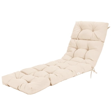 Patiojoy Coussin de Chaise Longue de Patio Inclinable Matelassé Épais Rembourré Coussin de Siège avec Attaches Beige