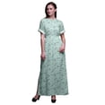 thumbnail image 1 of Bimba Robe Longue Maxi d'Été à Manches Kimono Imprimée de Feuilles de Cari en Rayonne avec Fente - Petit, 1 of 6
