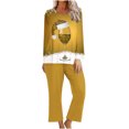 thumbnail image 1 of Pisexur Pyjamas de Noël pour Femmes Ensemble Deux Pièces Tendance Vacances Verres à Vin Rouge Imprimé Pjs Décontractés Manches Longues Col Rond Hauts Pantalons de Pyjama Vêtements de Nuit, 1 of 4