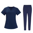 thumbnail image 1 of Milaget Nursing Scrub Set Comfortable Breathable with Pockets Fashion Tops Pants Navy Blue Color L, 1 of 9