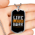 thumbnail image 2 of Live Laugh Bark Paw Necklace Stainless Steel or 18k Gold Dog Tag 24" Chain, 2 of 8
