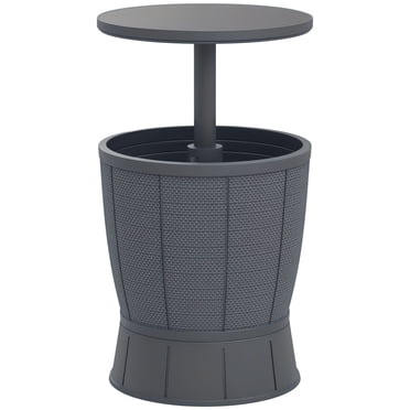 Outsunny Outdoor Cool Bar Table, 11 Gallon Patio Cooler Side Table, Grey