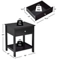 thumbnail image 2 of Gymax Table de Chevet Moderne à 2 Niveaux 2 Pcs avec Tiroir et Tablette Ouverte Noir, 2 of 6