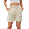 thumbnail image 1 of Timegard Women's Elastic High Waisted Straight Leg Cargo Denim Shorts with Pockets, Medium, 1 of 7