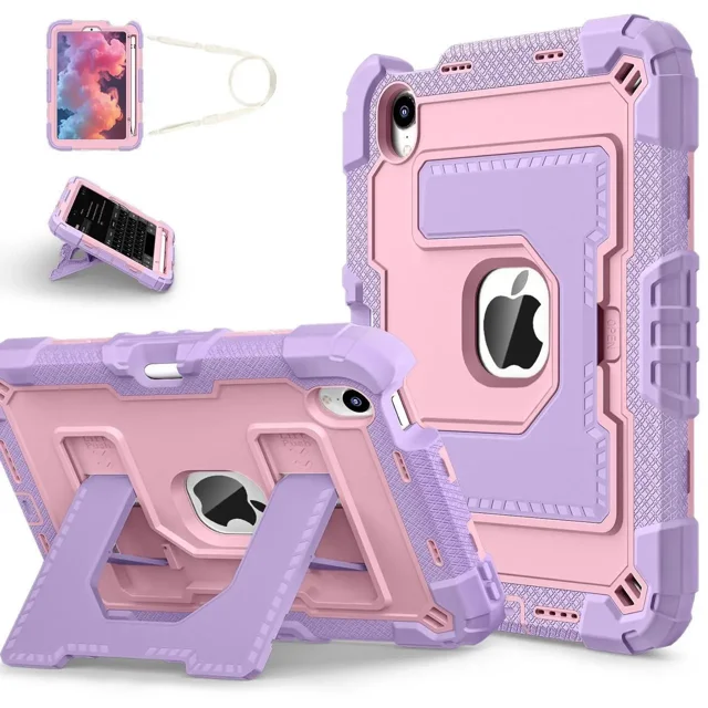 Case for iPad Mini 7 A17 Pro 2024 / iPad Mini 6 2021 8.3 Inch, Shockproof Protective Cover with Kickstand Shoulder Strap