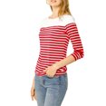 thumbnail image 4 of INSPIRE CHIC Blouse pour Femme à Rayures à Blocs de Couleur à Manches Longues T-Shirt Décontracté m Rouge-Blanc, 4 of 8